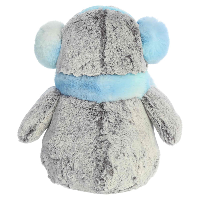 Aurora Plush 9 Inch Pom Pom Penguin with Icy Blue Muffs and Scarf Holiday Plush Toy