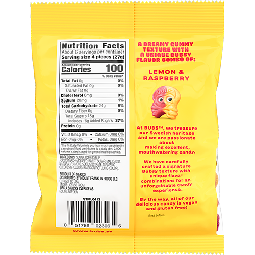 Bubs Foam Candy - Sour Lemon Raspberry 5.5oz