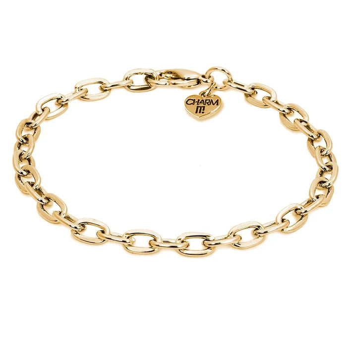 Charm It! 7.5 Inch Gold Tone Chain Charm Bracelet