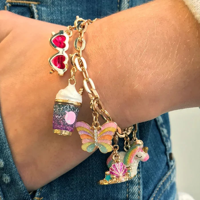 Charm It! 7.5 Inch Gold Tone Chain Charm Bracelet