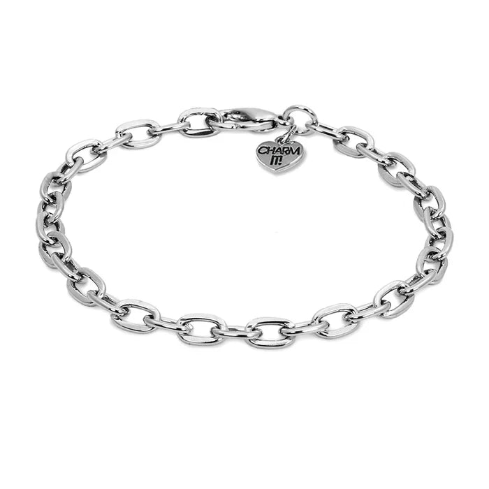 Charm It! 7.5 Inch Silver Tone Chain Charm Bracelet