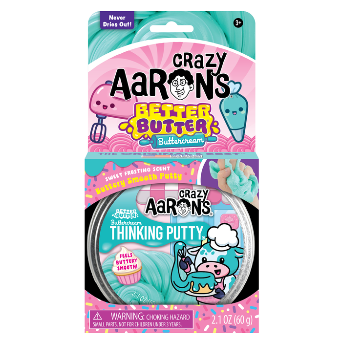 Crazy Aarons Buttercream Better Butter Full Size 4 Inch Thinking Putty Tin - BLUE