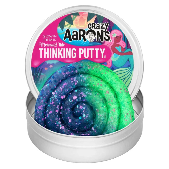 Crazy Aarons Mermaid Tale Glowbrights® Full Size 4 Inch Thinking Putty Tin