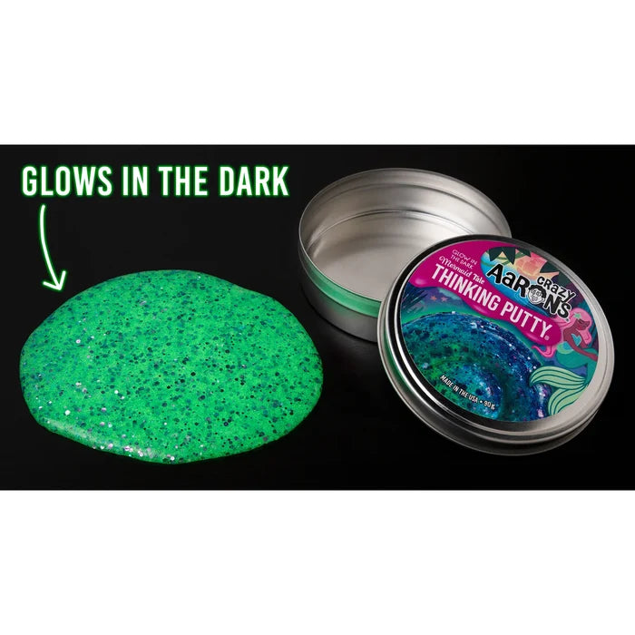 Crazy Aarons Mermaid Tale Glowbrights® Full Size 4 Inch Thinking Putty Tin