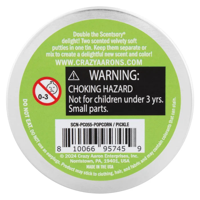 Crazy Aarons SCENTsory® Duos Popcorn/Pickle Medium 2.75 Inch Thinking Putty Tin