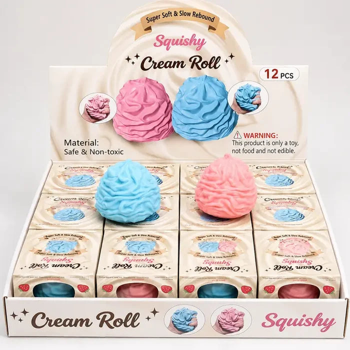 Crunchy Cream Roll Squishy 3 Inch Crunchy ASMR Squishy Sensory Toy - Assorted