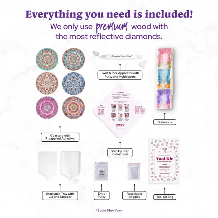 Diamond Art Club Coasters - Mandalas 1 Diamond Painting Kit
