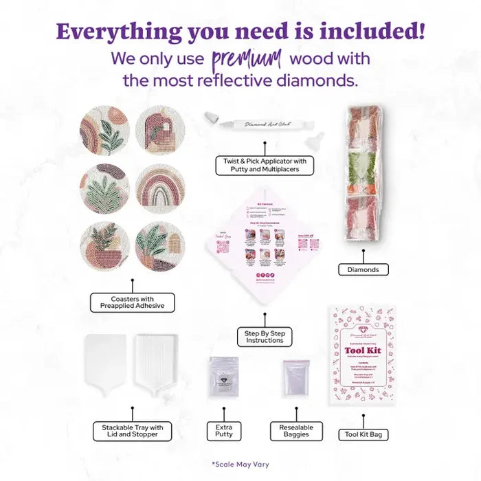 Diamond Art Club Coasters - Plants Diamond Painting Kit