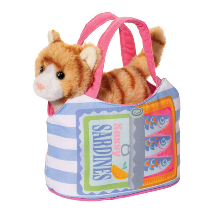 Douglas 7 Inch Sardines Sassy Sak with Orange Cat Plush Toy