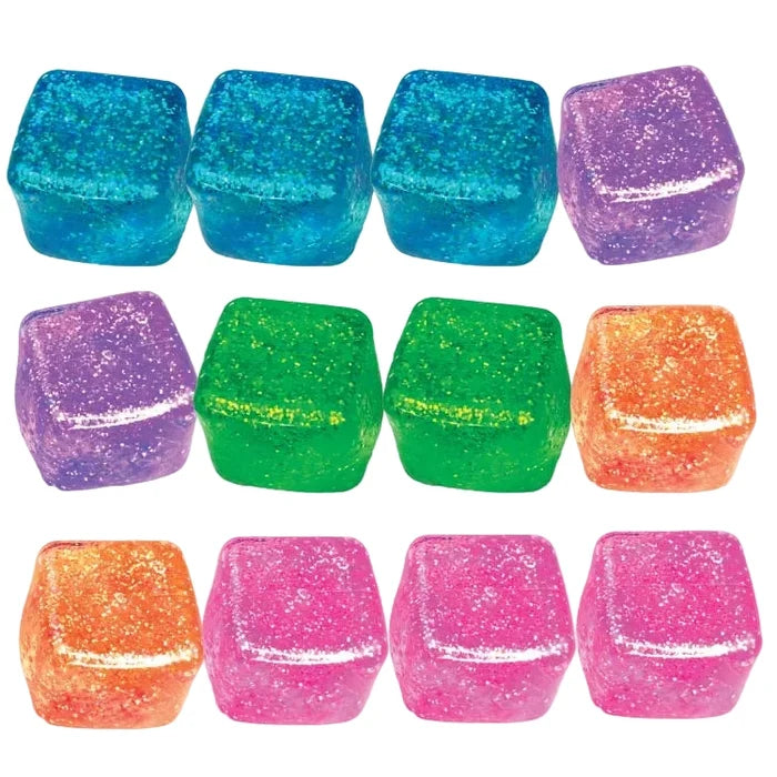 Fun Doh 2.5 Inch Squish & Squeeze Sparkle Cube Squishy Sensory Toy - Assorted