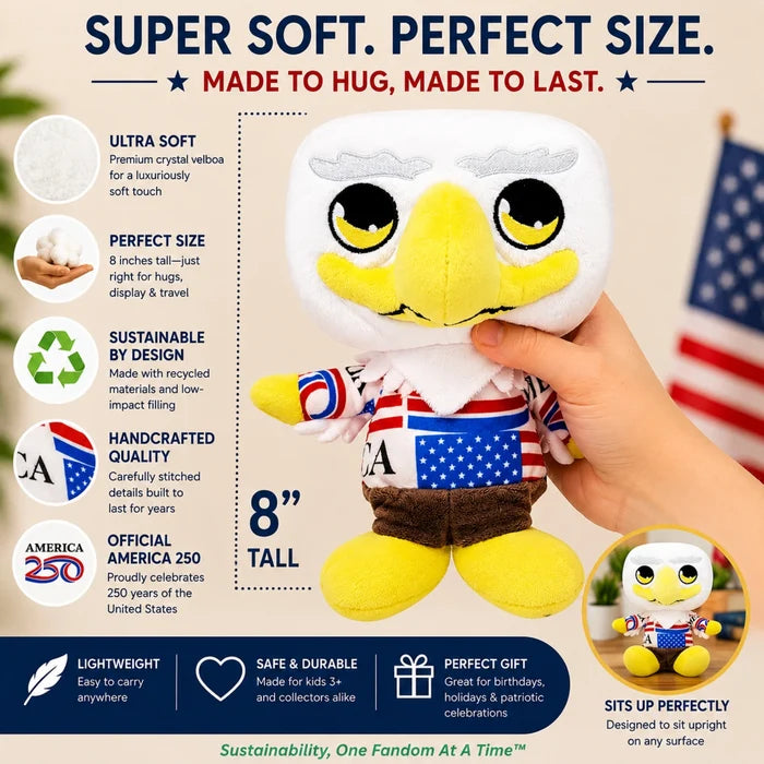 Grovii 8 Inch Midori Plushie Toy - America 250 American Eagle