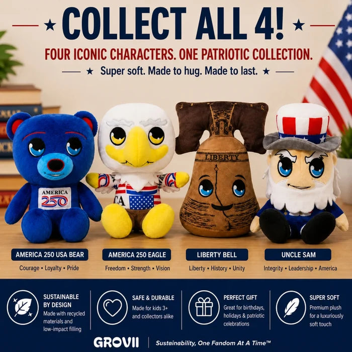 Grovii 8 Inch Midori Plushie Toy - America 250 American Eagle