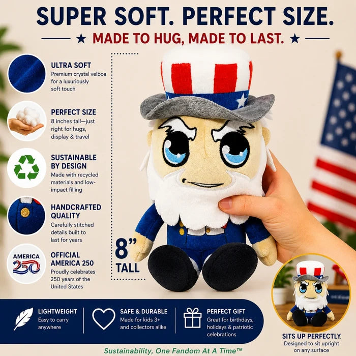 Grovii 8 Inch Midori Plushie Toy - America 250 Uncle Sam