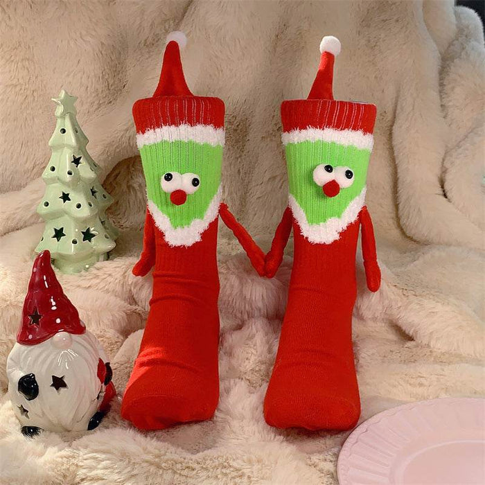 Hand - In - Hand Magnetic Grinch Socks | Hand Holding Socks - Goodlifebean