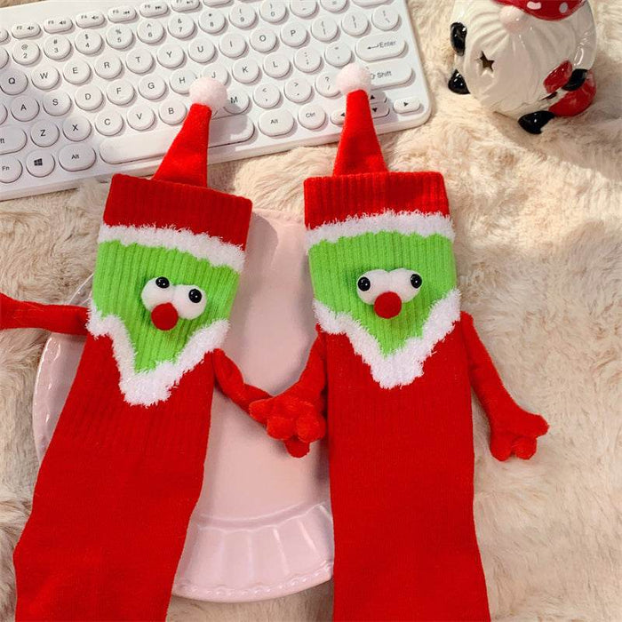 Hand - In - Hand Magnetic Grinch Socks | Hand Holding Socks - Goodlifebean
