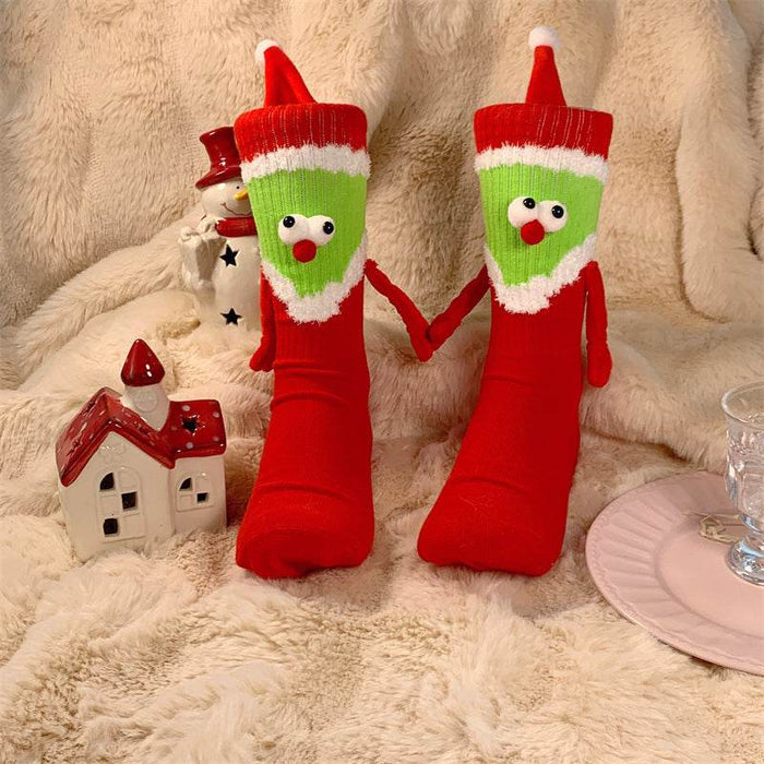 Hand - In - Hand Magnetic Grinch Socks | Hand Holding Socks - Goodlifebean