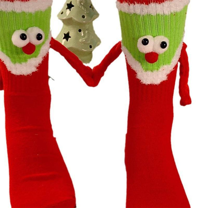 Hand - In - Hand Magnetic Grinch Socks | Hand Holding Socks - Goodlifebean