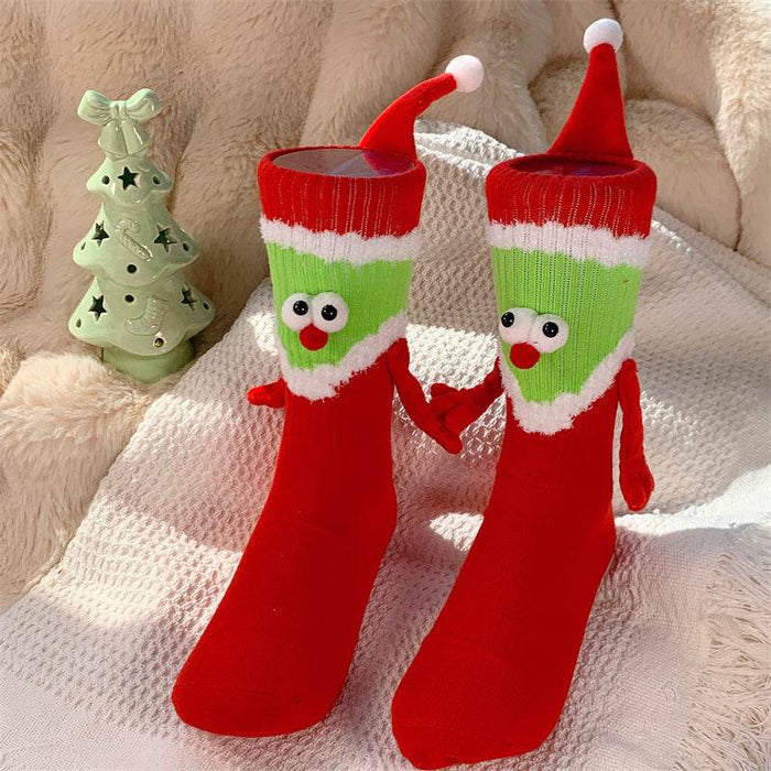 Hand - In - Hand Magnetic Grinch Socks | Hand Holding Socks - Goodlifebean