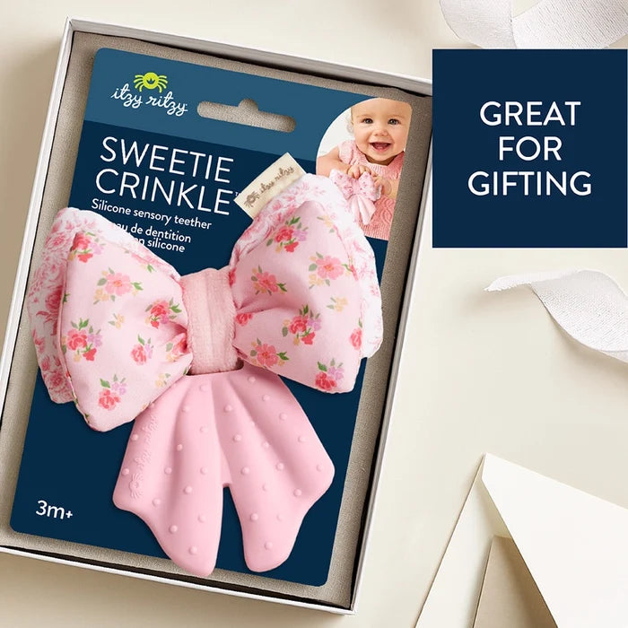 Itzy Ritzy Sweetie Crinkle™ Bow Plush Teether Toy