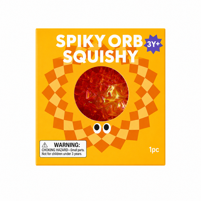 J'adore 2.5 Inch Spiky Orb Squishy Fidget Sensory Toy - ORANGE