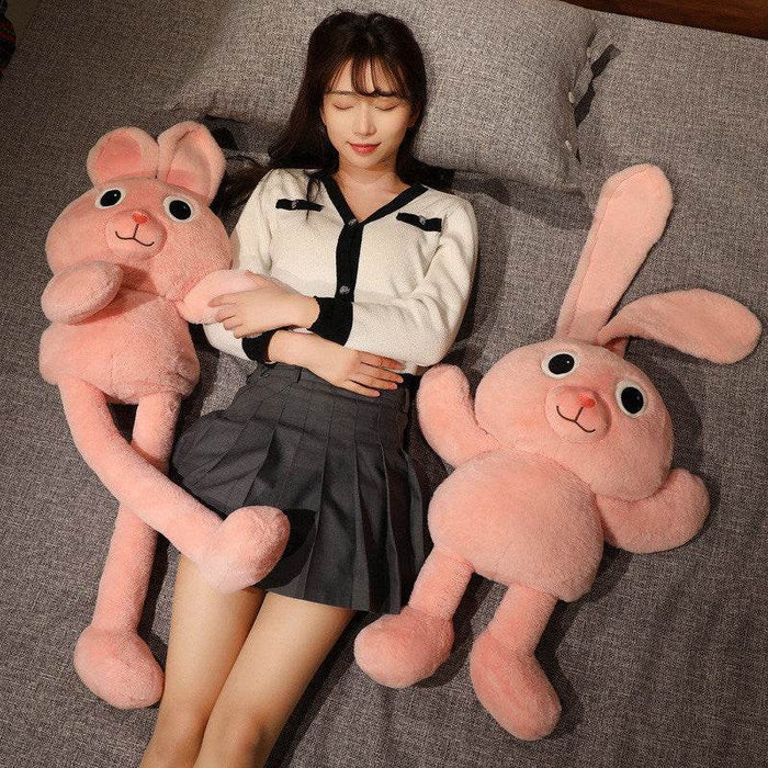 Kawaii Pink Floppy Eared Stuffed Bunny Plushie - Goodlifebean Stuffed Animals