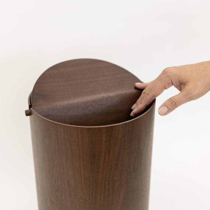Lidded Waste Basket Walnut | Tortoise General Store