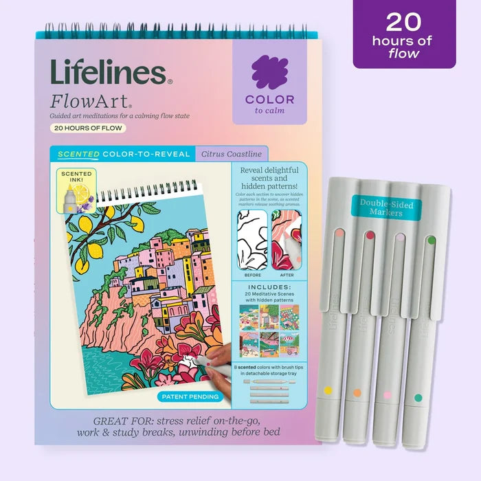 Lifelines FlowArt Color-To-Reveal - Citrus Coastlines - Scented Meditative Art