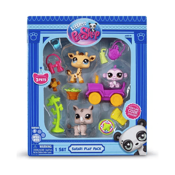 Littlest Pet Shop Gen 7 Safari Play Pack - #53 Giraffe, #54 Monkey, #55 Rhino - Owl & Goose Gifts