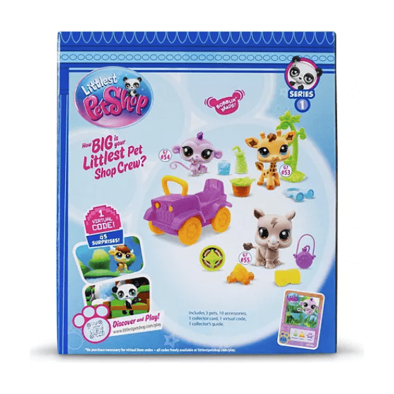 Littlest Pet Shop Gen 7 Safari Play Pack - #53 Giraffe, #54 Monkey, #55 Rhino - Owl & Goose Gifts