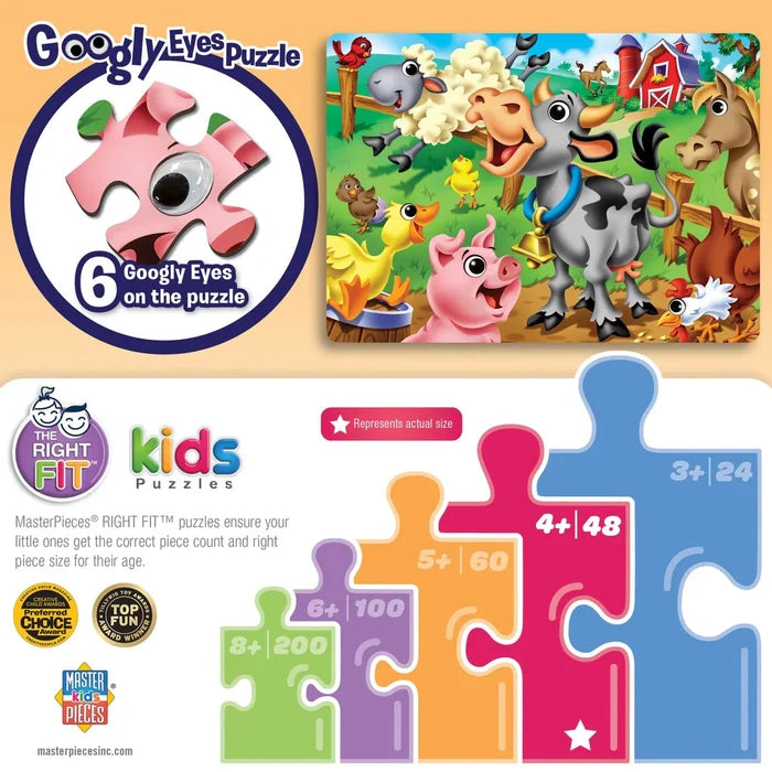 MasterPieces Googly Eyes Farm Animals - 48 Piece Jigsaw Puzzle