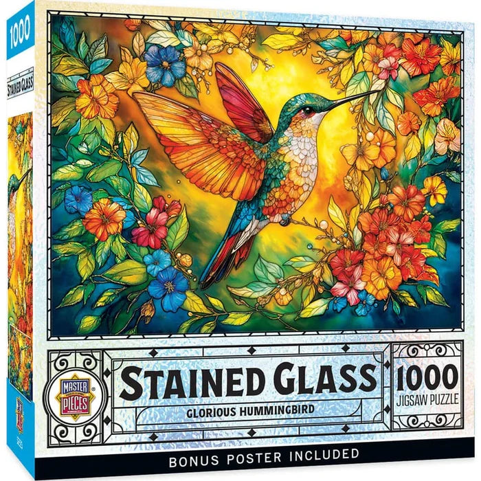 MasterPieces Stained Glass Glorius Hummingbird - 1000 Piece Jigsaw Puzzle