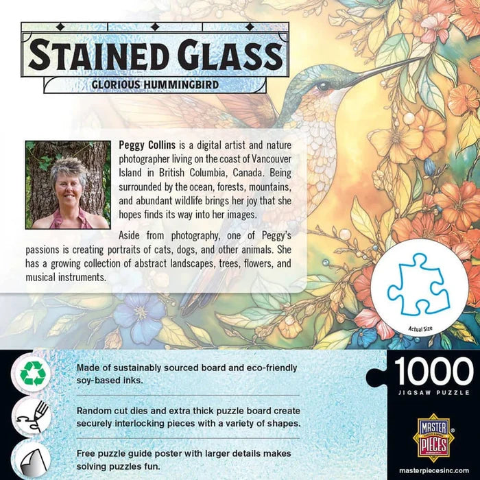 MasterPieces Stained Glass Glorius Hummingbird - 1000 Piece Jigsaw Puzzle