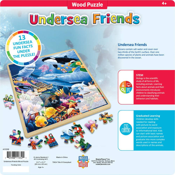 MasterPieces Undersea Friends Fun Facts 48 Piece Wood Jigsaw Puzzle