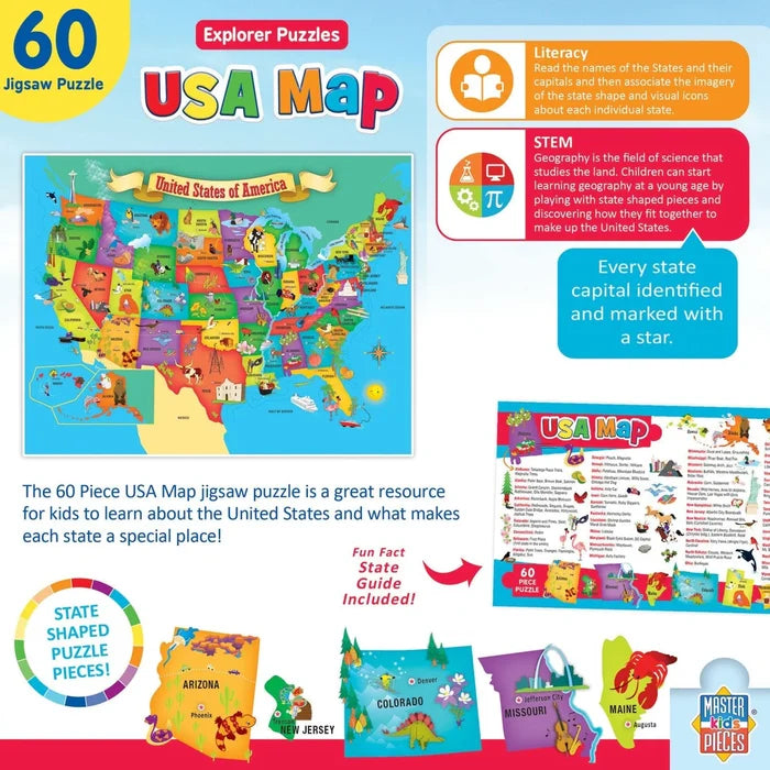 MasterPieces USA Map - 60 Piece Jigsaw Puzzle