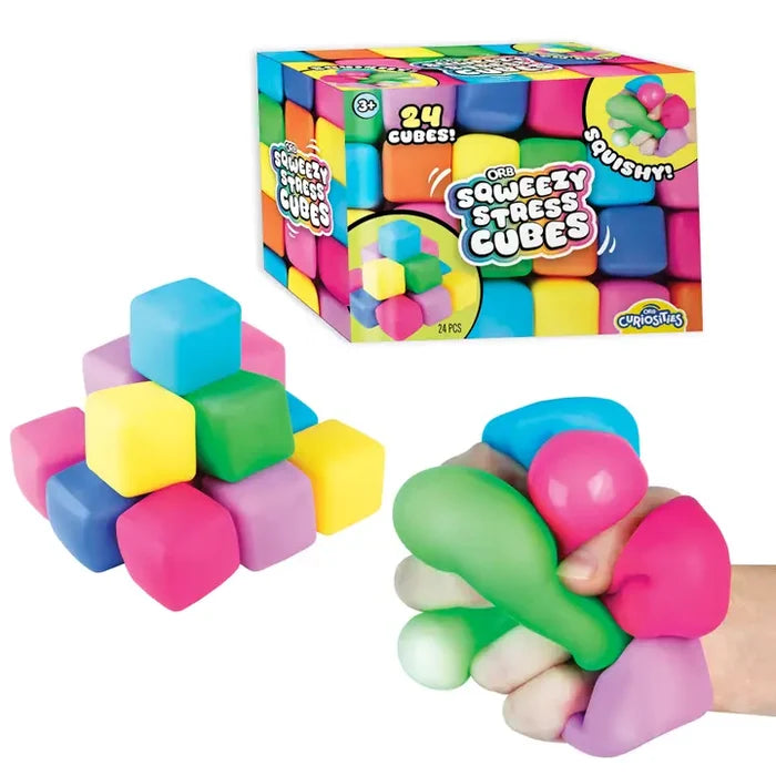 ORB Sqweezy Stress Cubes Squishy Sensory Fidget Toy - 24 Pack