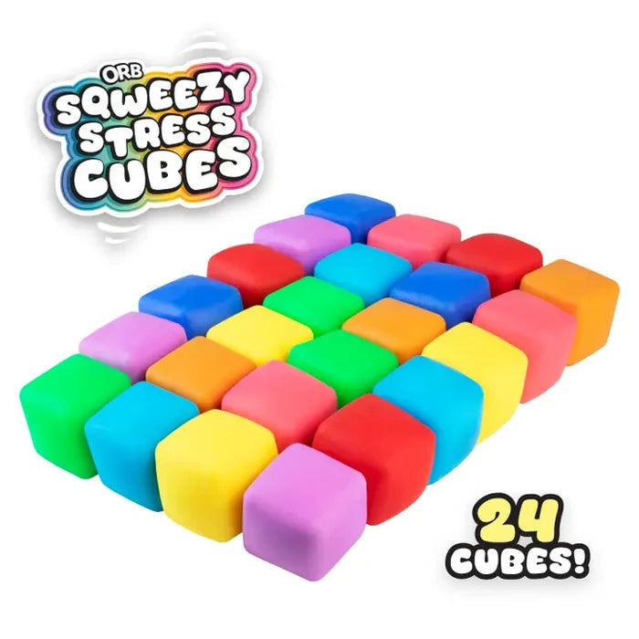 ORB Sqweezy Stress Cubes Squishy Sensory Fidget Toy - 24 Pack