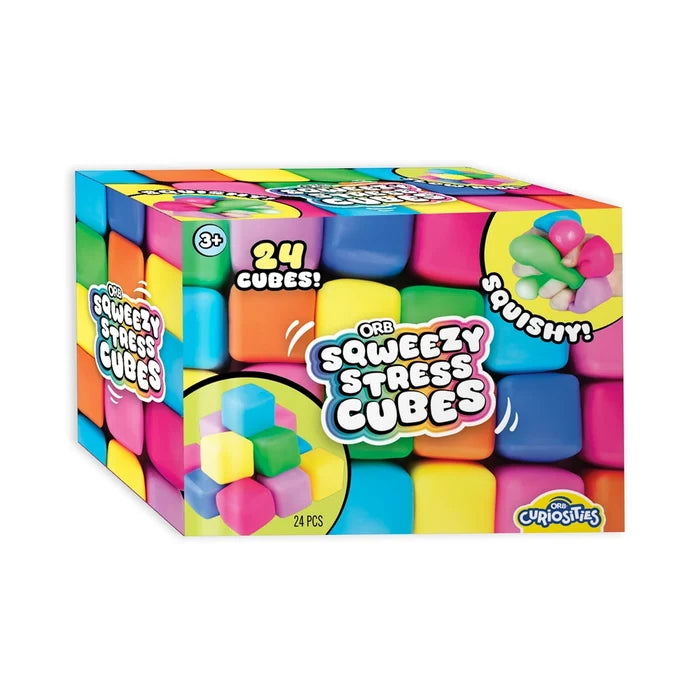 ORB Sqweezy Stress Cubes Squishy Sensory Fidget Toy - 24 Pack