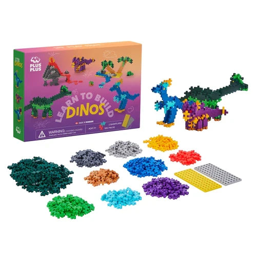 Plus Plus Learn to Build Dinosaurs - 400 Piece Building Set