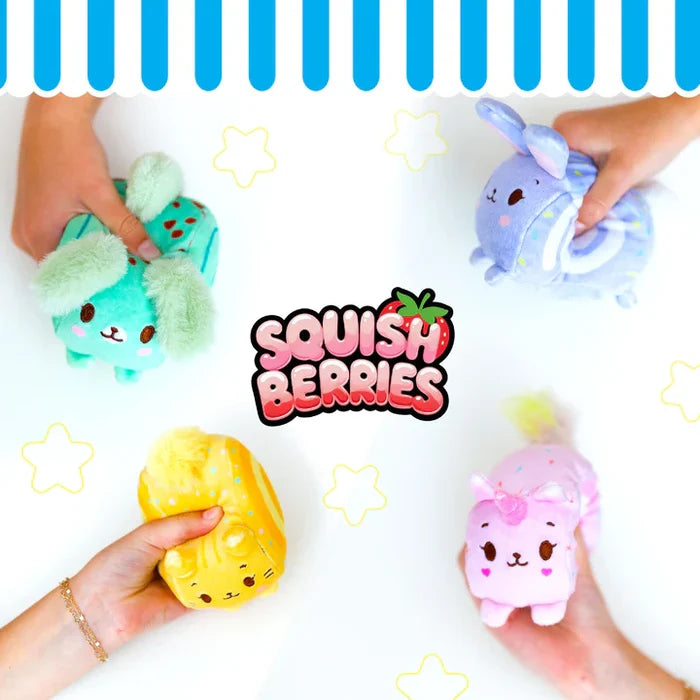 Squish Berries 4 Inch Scented Squishy Sensory Plush Toy - Yellow Cat