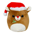 Squishmallow 8 Inch Rudolph with Santa Hat Christmas Plush Toy