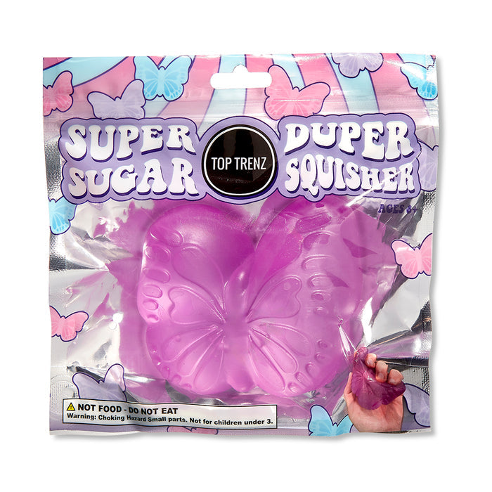 Top Trenz Butterfly Super Duper Sugar Squisher - Squishy Sensory Toy - Assorted
