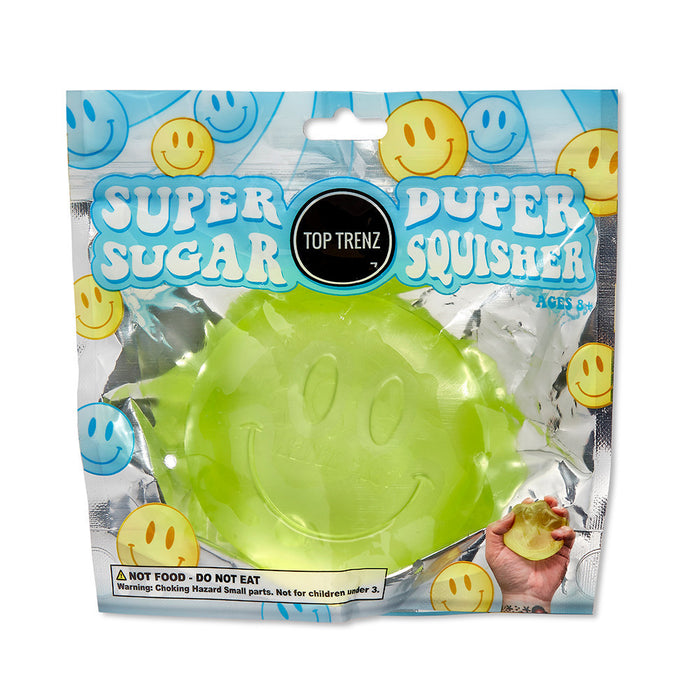 Top Trenz Happy Face Super Duper Sugar Squisher - Squishy Sensory Toy - Assorted