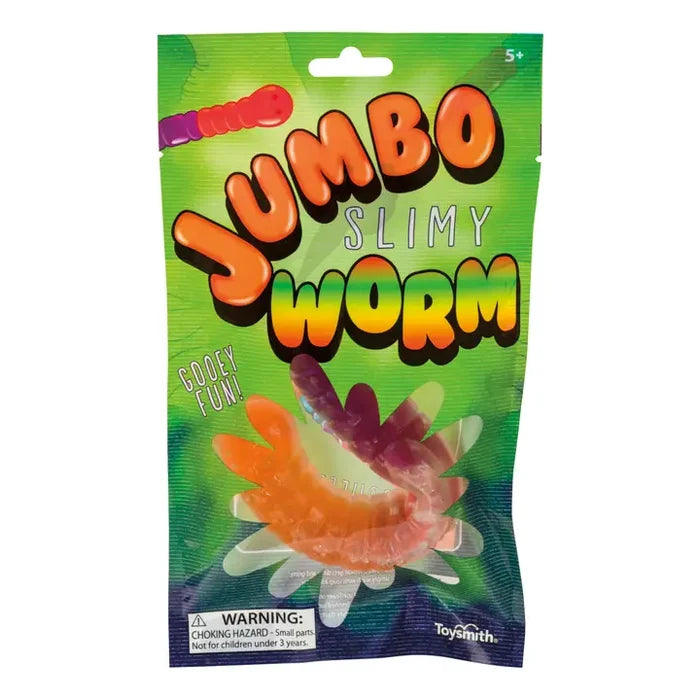 Toysmith Jumbo Slimy Worm 9 Inch Squishy Sensory Fidget Toy