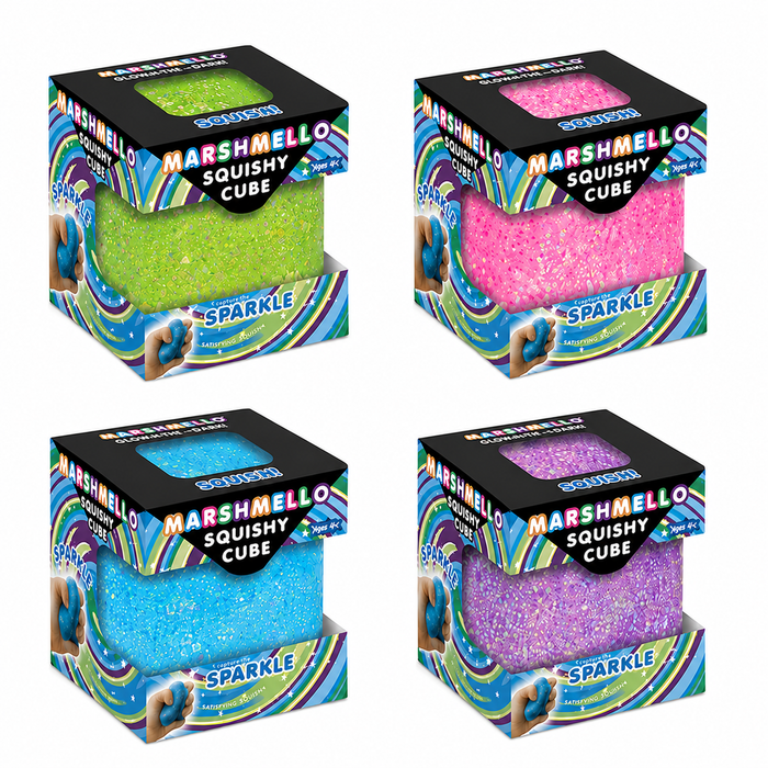 Zorbitz 2.5 Inch Marshmello Squishy Sparkle Cube Sensory Toy - Assorted