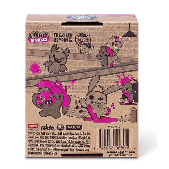 Zuru Fugglers Baby Pinkles 3.5 Inch Plush Keyring - Wide Eyed Screech